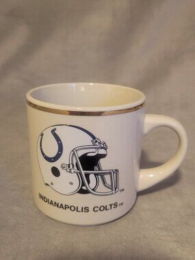 Vintage Indianapolis Colts NFL Football Team Coffee Mug Gold Trim Tea Beverage